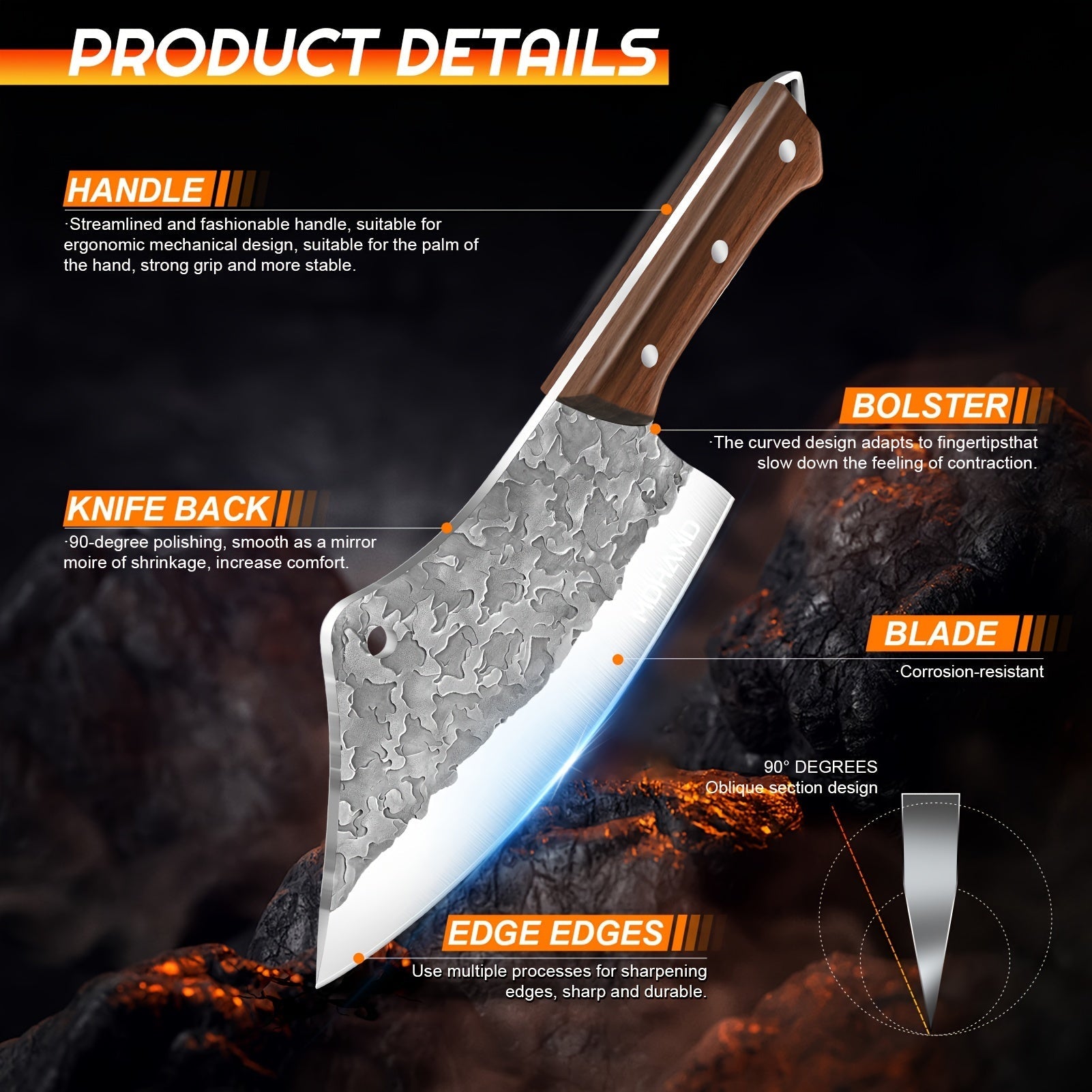 IRONKI 14 - Piece Professional Chef Knife Set – High - Carbon Steel with Roll Bag & Ergonomic Wood Handles - IRONKI