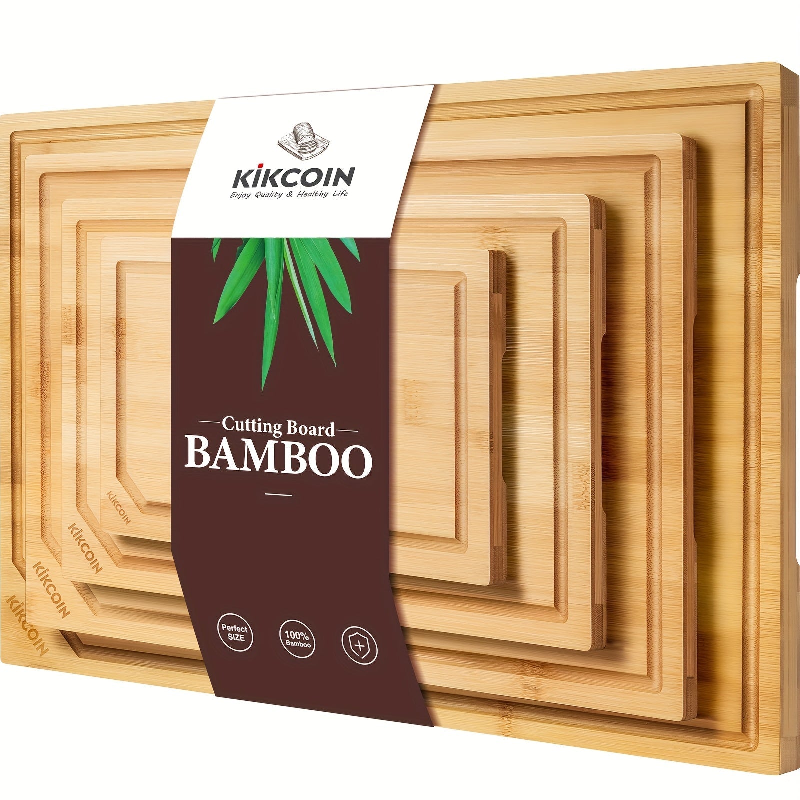 IRONKI 4 - Piece XL Bamboo Cutting Board Set – Heavy Duty Boards with Juice Grooves - IRONKI