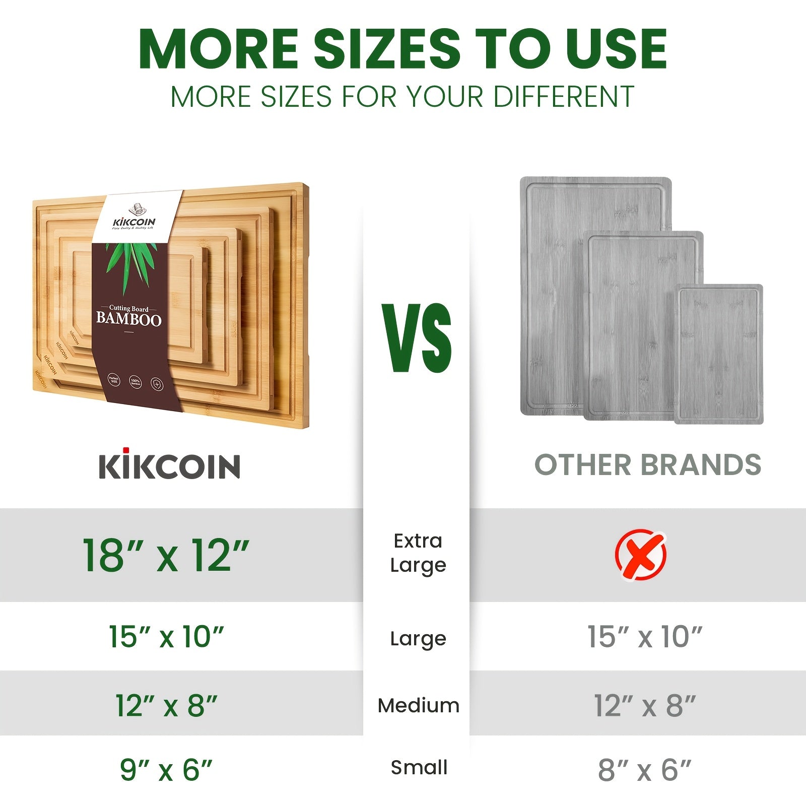 IRONKI 4 - Piece XL Bamboo Cutting Board Set – Heavy Duty Boards with Juice Grooves - IRONKI