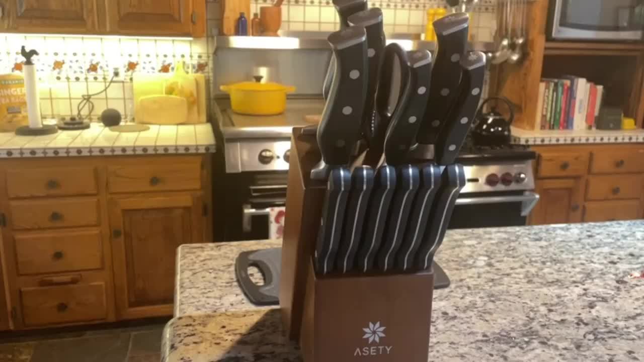 IRONKI ASETY 15 - Piece Stainless Steel Knife & Cutlery Block Set - IRONKI