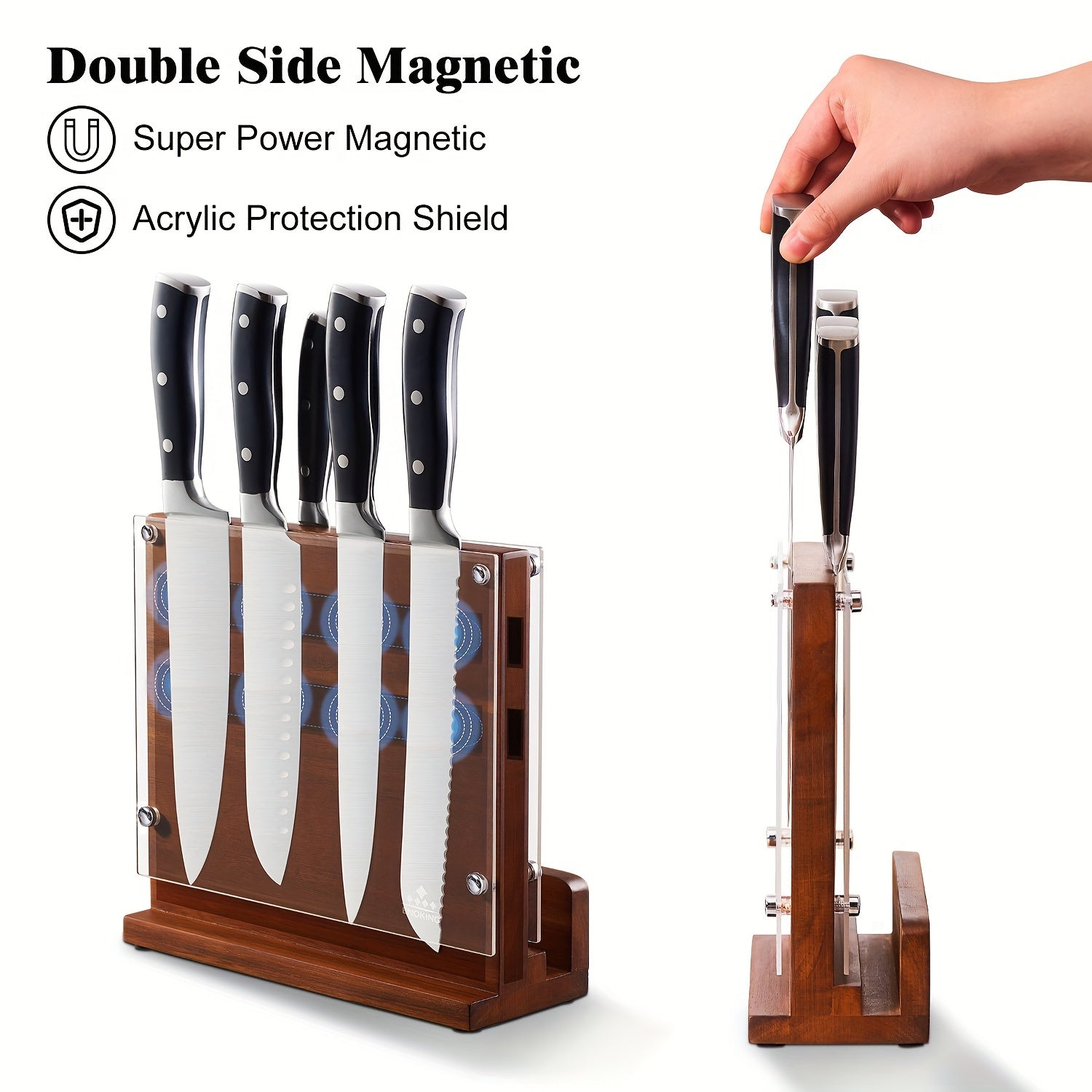 IRONKI ENOKING Magnetic Knife Block with Acrylic Shield - IRONKI
