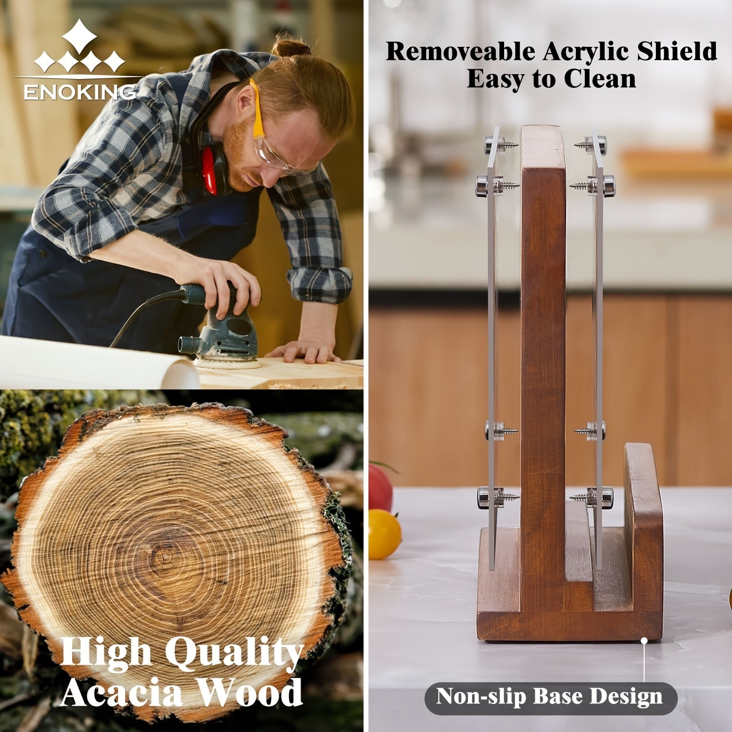 IRONKI ENOKING Magnetic Knife Block with Acrylic Shield - IRONKI