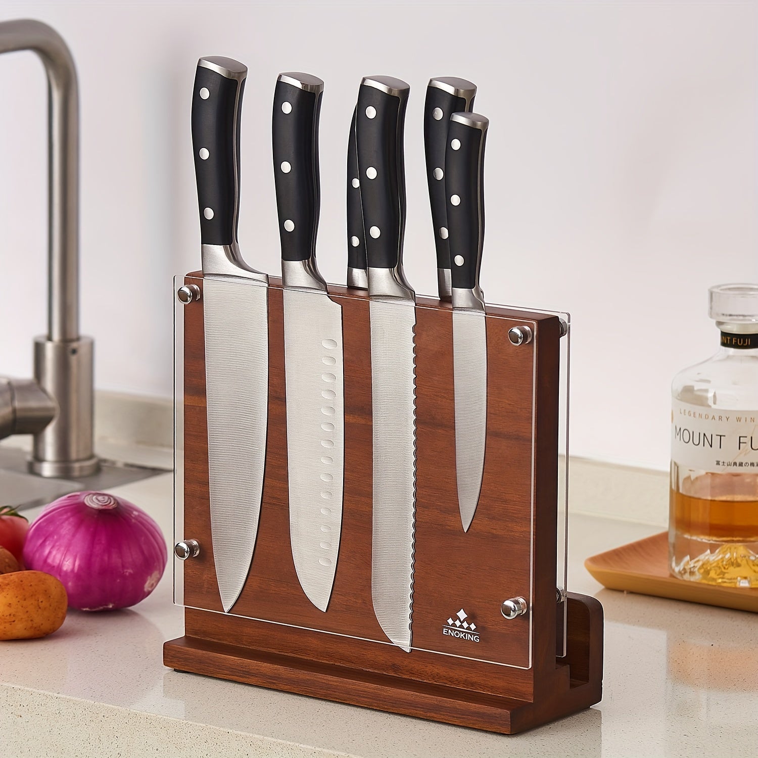 IRONKI ENOKING Magnetic Knife Block with Acrylic Shield - IRONKI