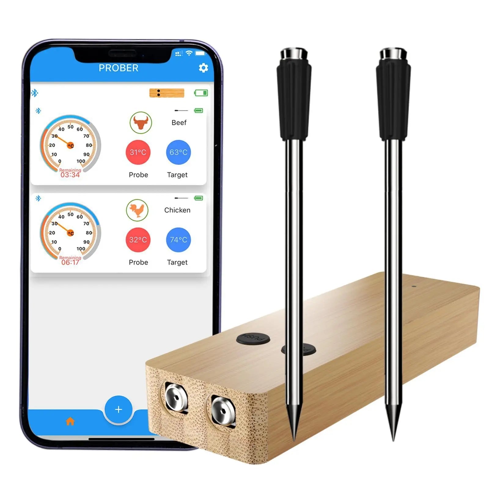 IRONKI Smart Bluetooth Meat Thermometer – Wireless, Waterproof & App - Controlled for BBQ, Grilling & Baking - IRONKI