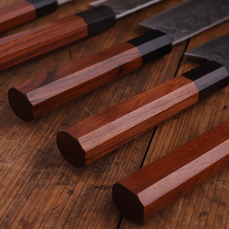 IRONKI x FINDKING 5 - Piece Carbon Steel Knife Set – Japanese Chef Knives with Bubinga Wood Handles & Gift Bag - IRONKI