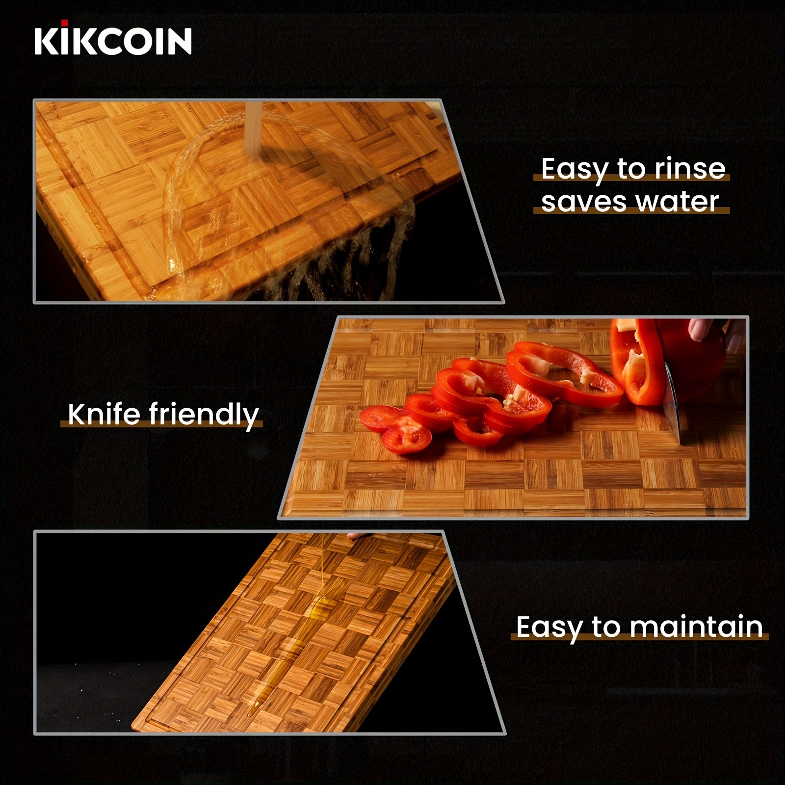 IRONKI XL Parquet Cutting Board – 5 - Layer Thick, Knife - Friendly Board with Juice Groove & Hidden Handles - IRONKI