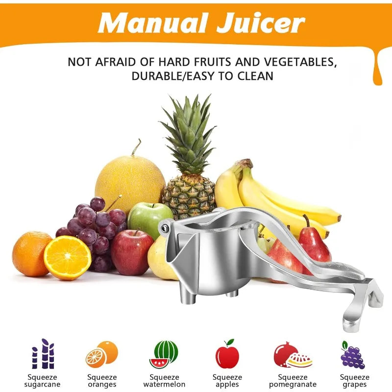 Presse-agrumes manuel aluminium premium sans BPA IronKi pressant un citron avec jus frais