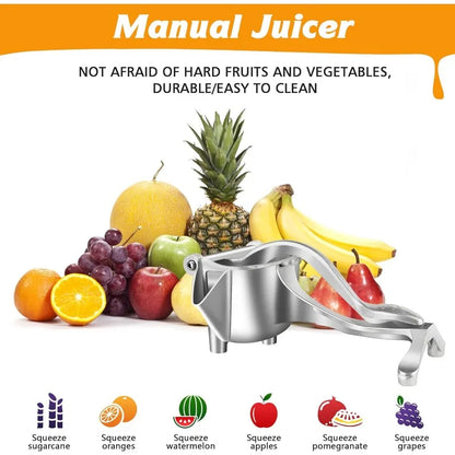 Presse-agrumes manuel aluminium premium sans BPA IronKi pressant un citron avec jus frais